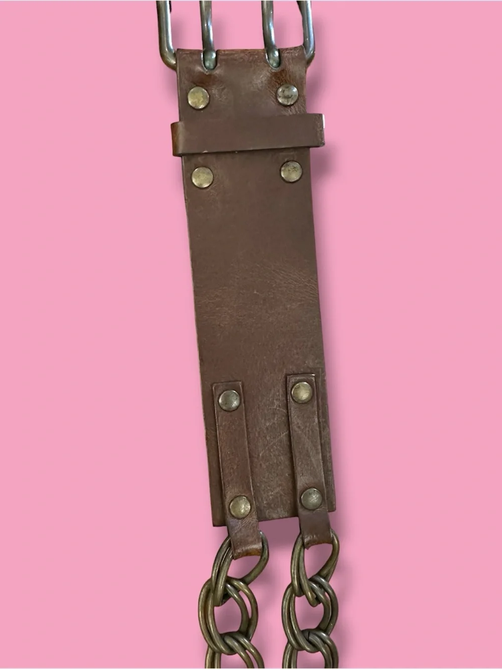 Brown Leather Belt H&M with Brass Buckle